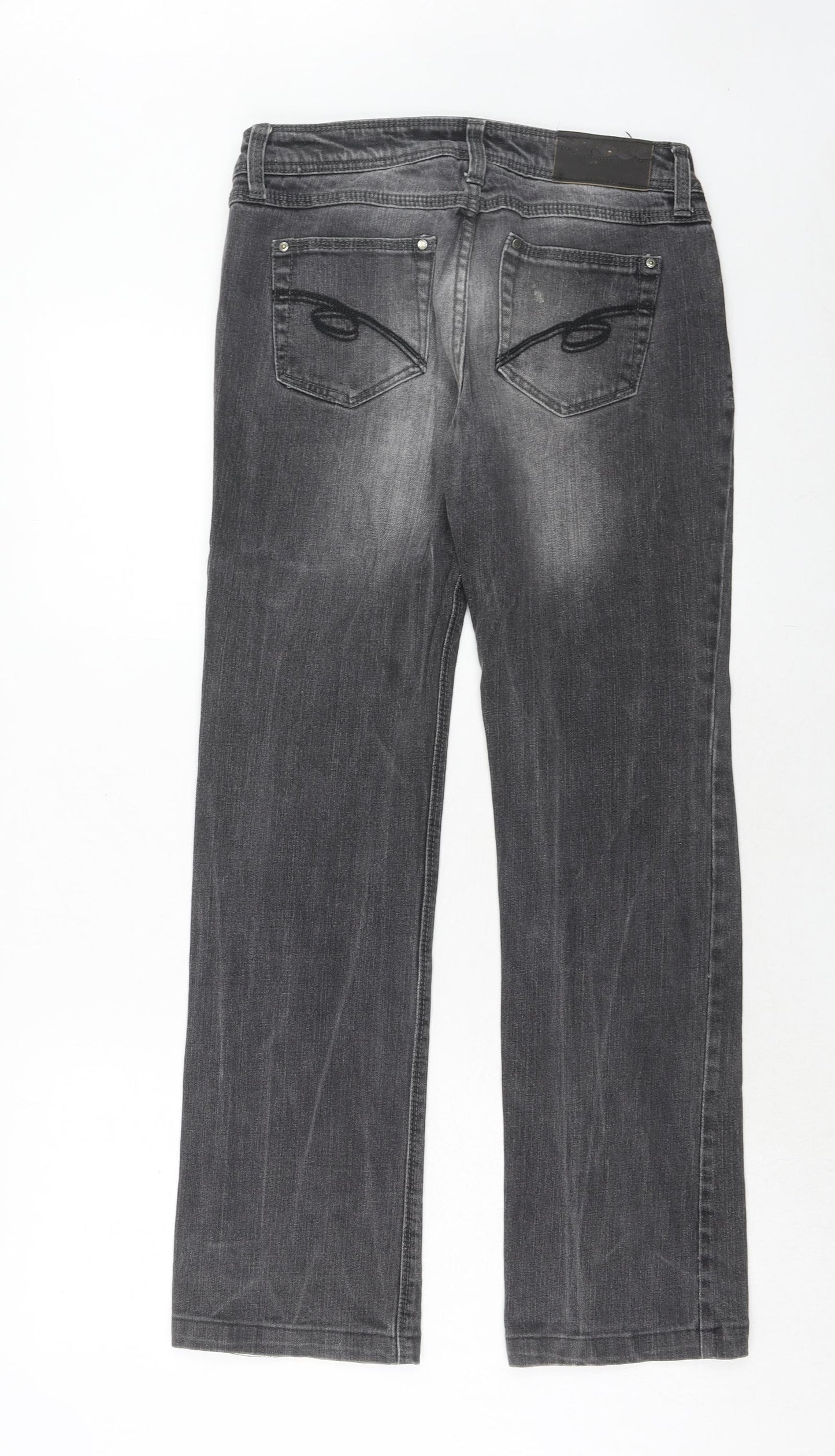 Gina Womens Grey Cotton Straight Jeans Size 8 Regular Zip