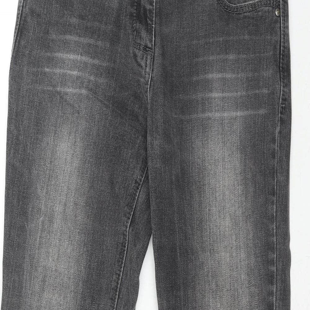 Gina Womens Grey Cotton Straight Jeans Size 8 Regular Zip