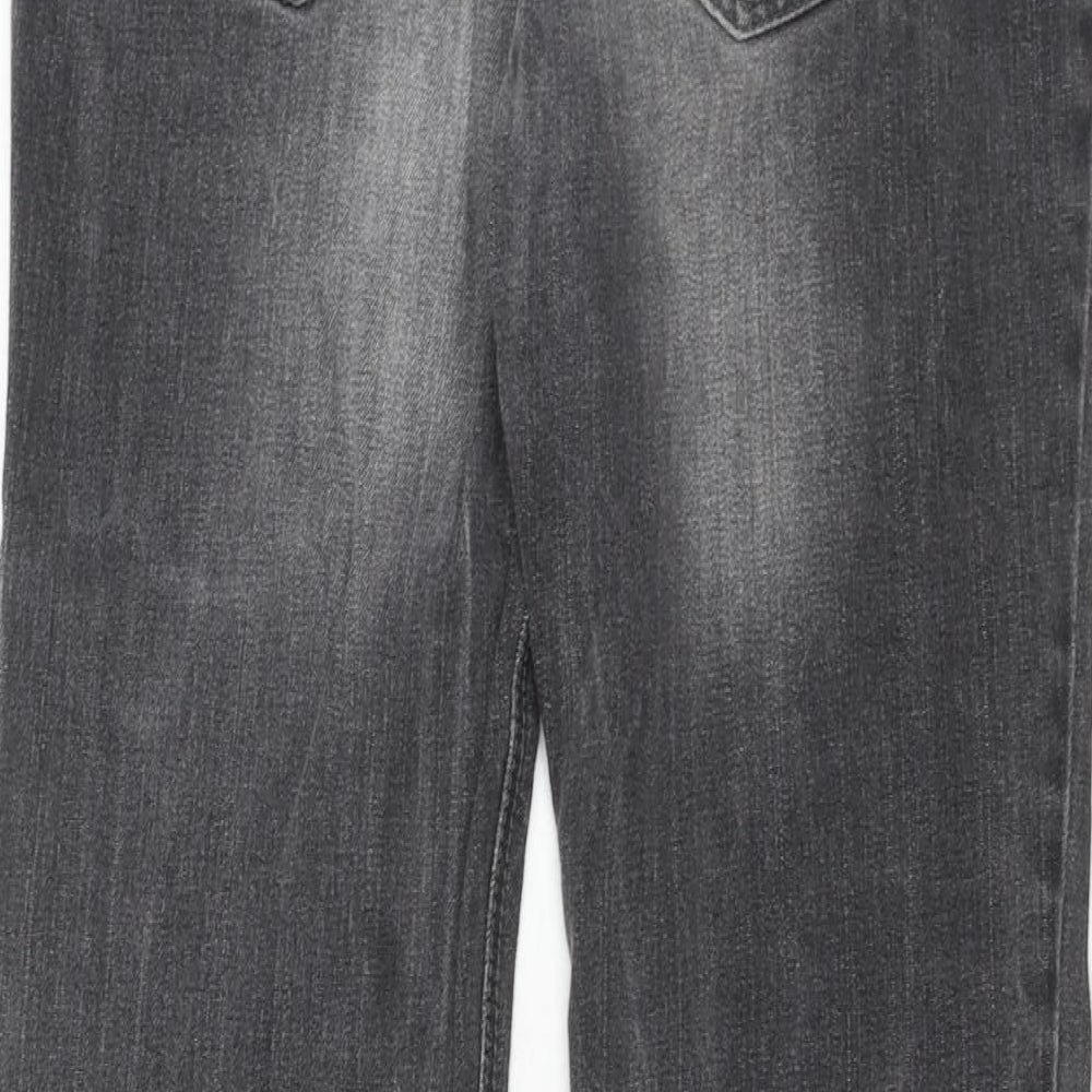 Gina Womens Grey Cotton Straight Jeans Size 8 Regular Zip