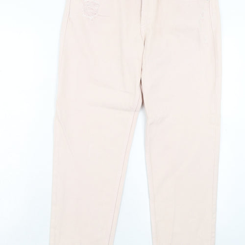 H&M Womens Pink Cotton Straight Jeans Size 29 in Regular Button