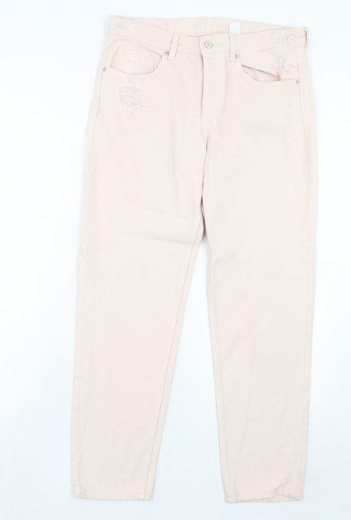 H&M Womens Pink Cotton Straight Jeans Size 29 in Regular Button