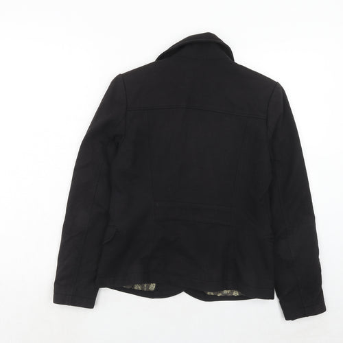 H&M Womens Black Cotton Jacket Blazer Size 12