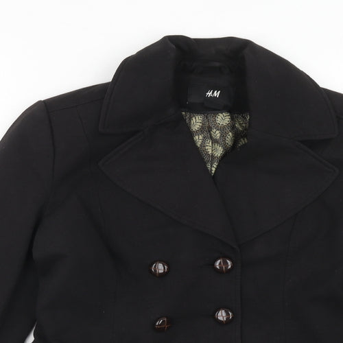 H&M Womens Black Cotton Jacket Blazer Size 12