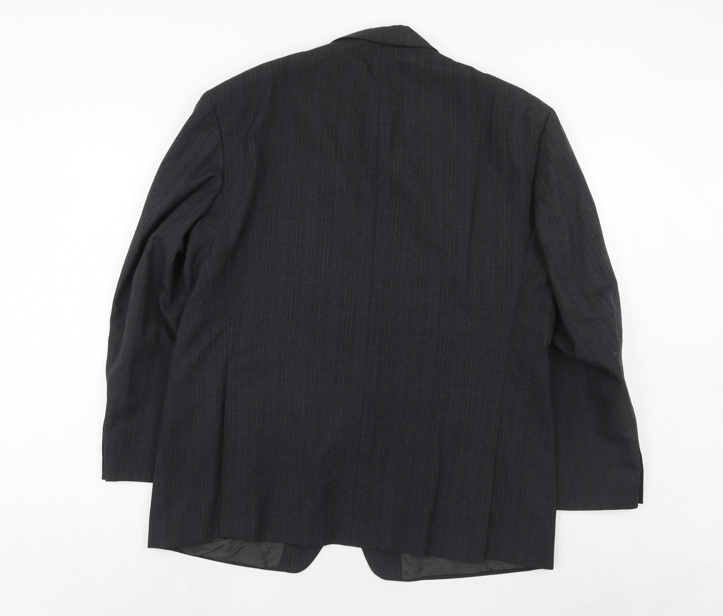 Marks and Spencer Mens Grey Striped Polyester Jacket Suit Jacket Size 44 Regular