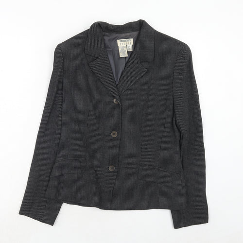 Studio Womens Black Striped Viscose Jacket Blazer Size 6