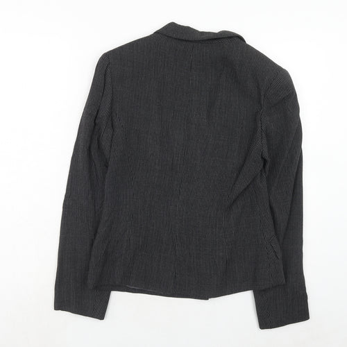 Studio Womens Black Striped Viscose Jacket Blazer Size 6