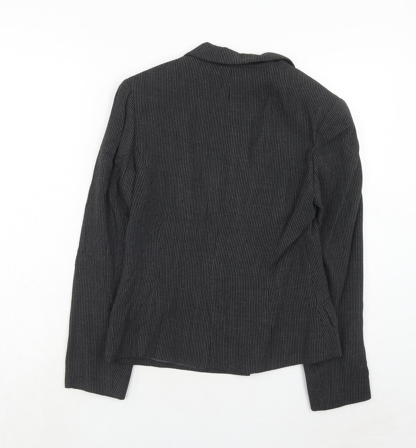 Studio Womens Black Striped Viscose Jacket Blazer Size 6