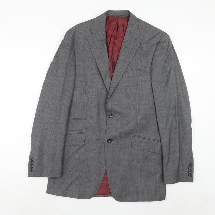 Marks and Spencer Mens Grey Herringbone Wool Jacket Suit Jacket Size 38 Regular