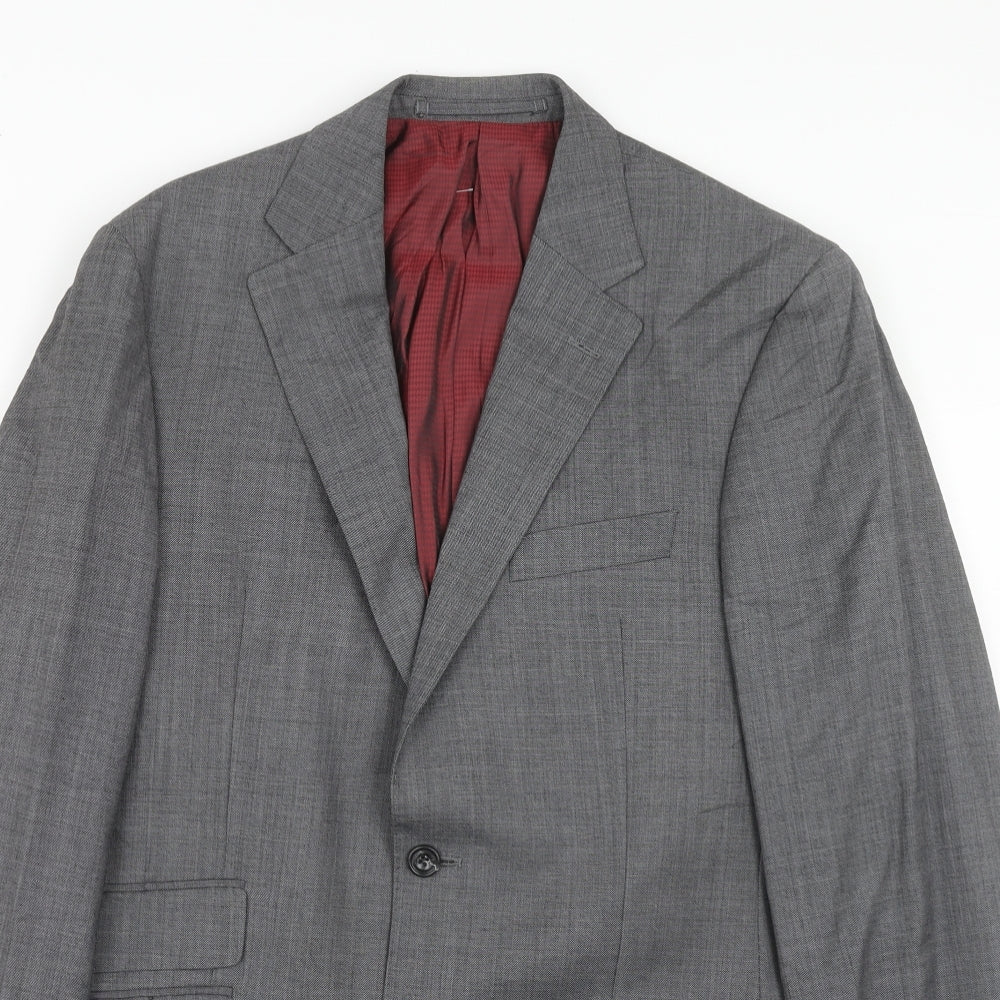 Marks and Spencer Mens Grey Herringbone Wool Jacket Suit Jacket Size 38 Regular