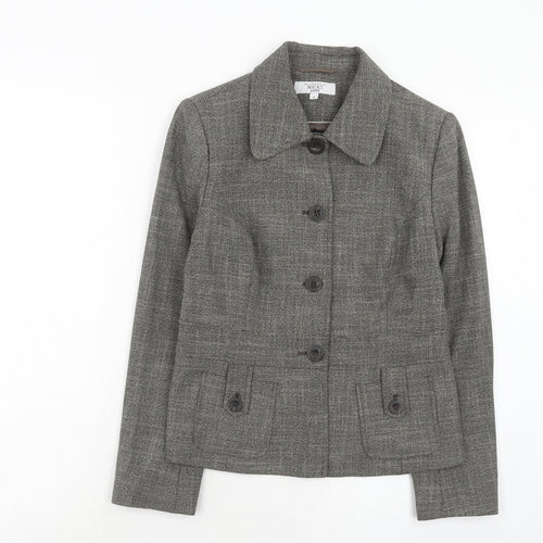 NEXT Womens Grey Geometric Jacket Blazer Size 10 Button