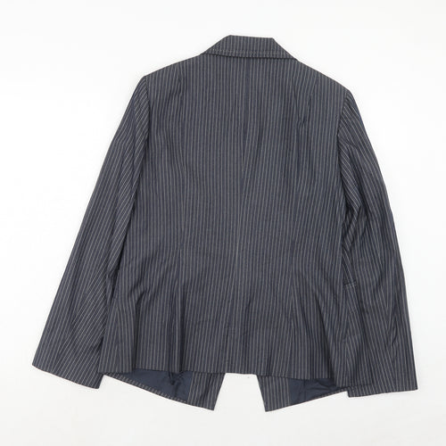 Principles Womens Blue Striped Polyester Jacket Suit Jacket Size 16