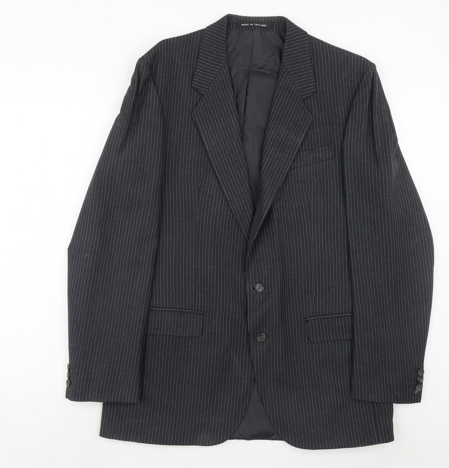 The Label Mens Black Striped Wool Jacket Suit Jacket Size 40 Regular