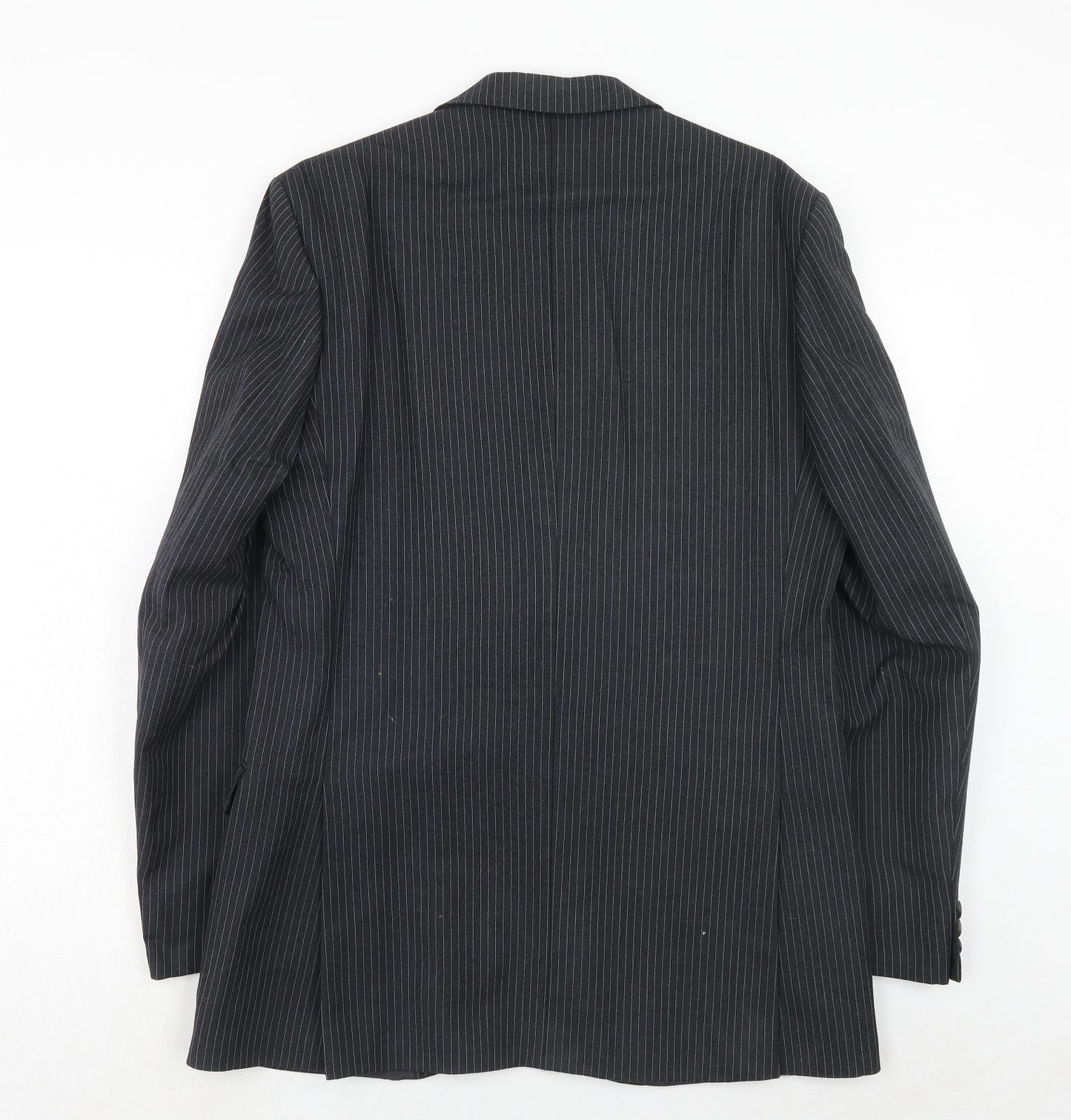 The Label Mens Black Striped Wool Jacket Suit Jacket Size 40 Regular