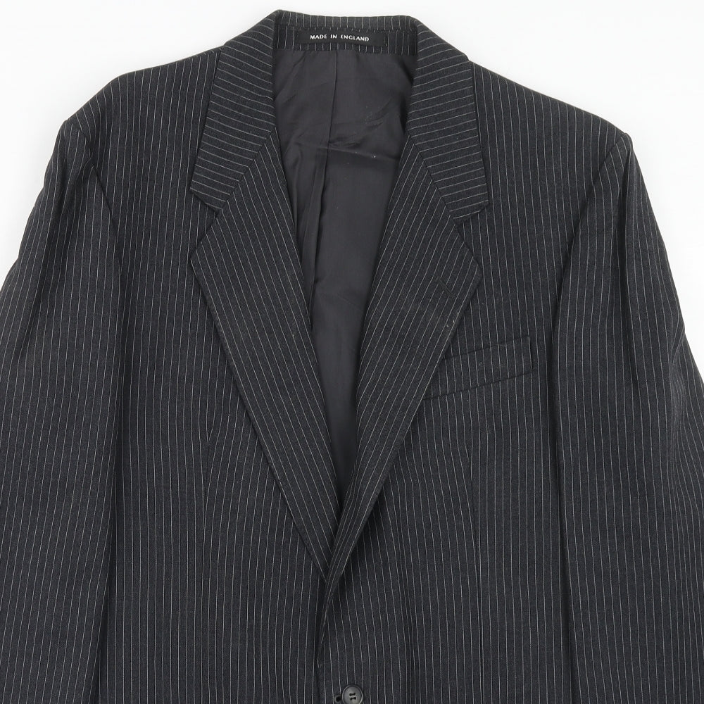 The Label Mens Black Striped Wool Jacket Suit Jacket Size 40 Regular