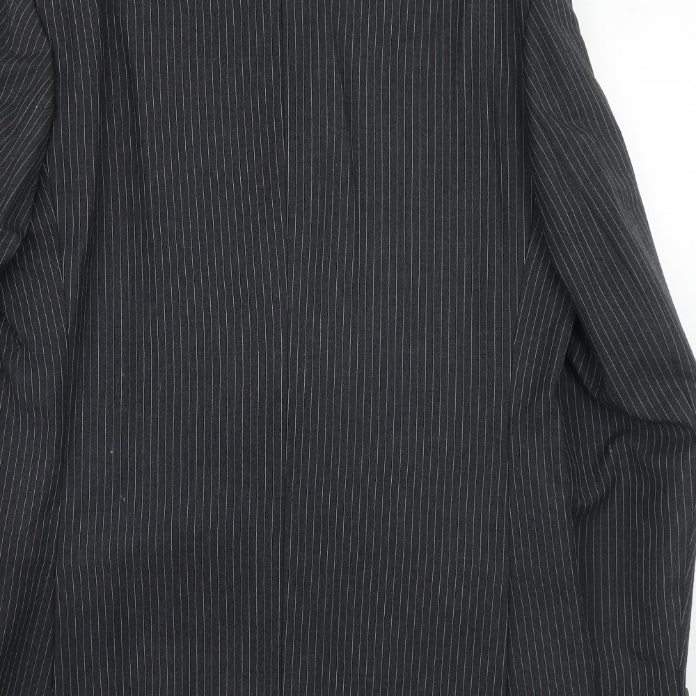 The Label Mens Black Striped Wool Jacket Suit Jacket Size 40 Regular