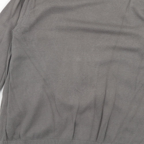 Esprit Womens Grey Scoop Neck Geometric Cotton Cardigan Jumper Size S