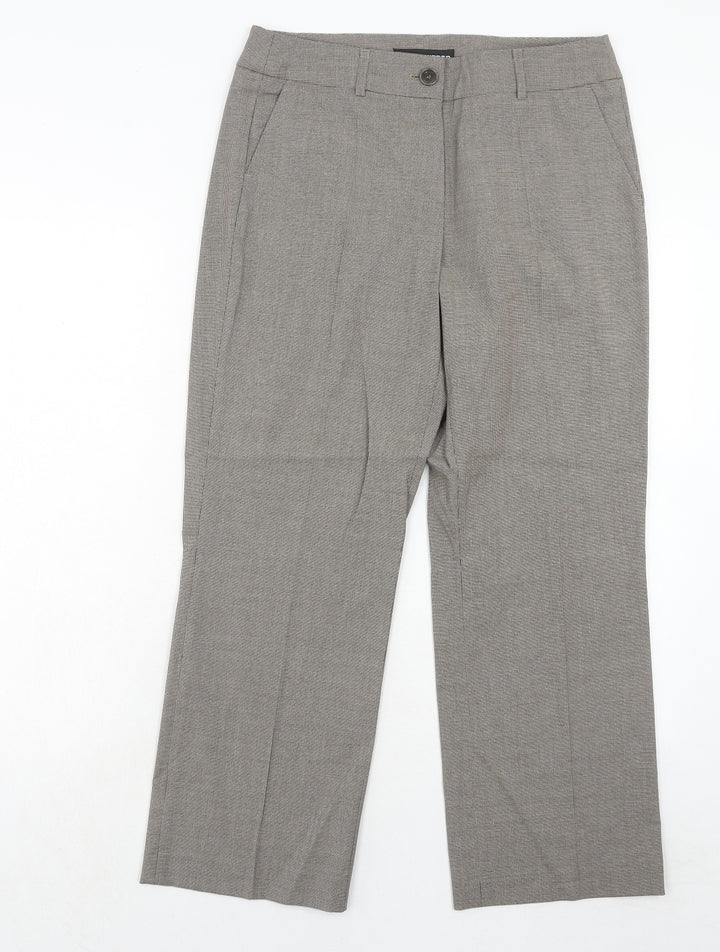 Gerry Weber Womens Brown Check Polyester Dress Pants Trousers Size 12 Regular Zip