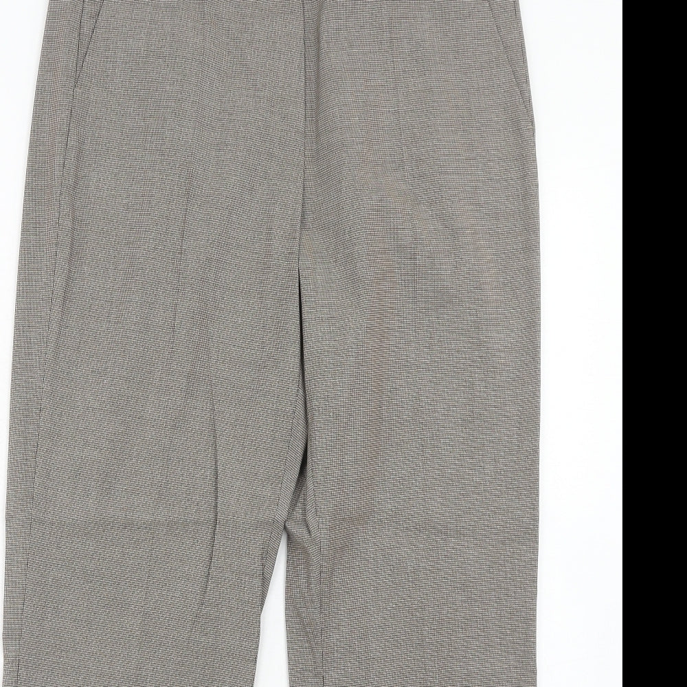 Gerry Weber Womens Brown Check Polyester Dress Pants Trousers Size 12 Regular Zip