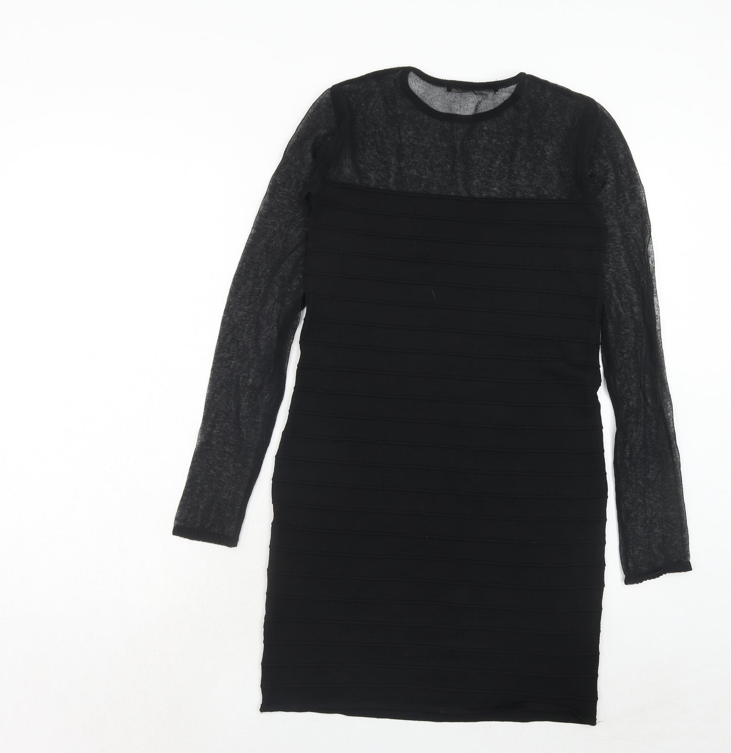 Zara Womens Black Polyester A-Line Size M Round Neck Pullover