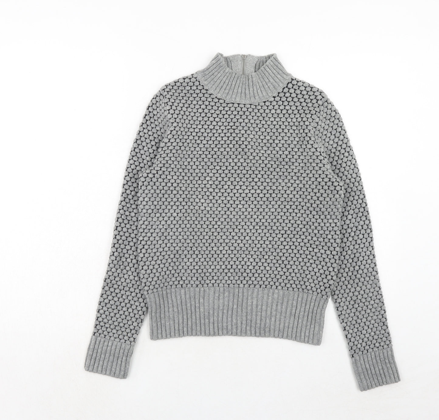Gap Womens Grey Mock Neck Geometric Cotton Pullover Jumper Size XS