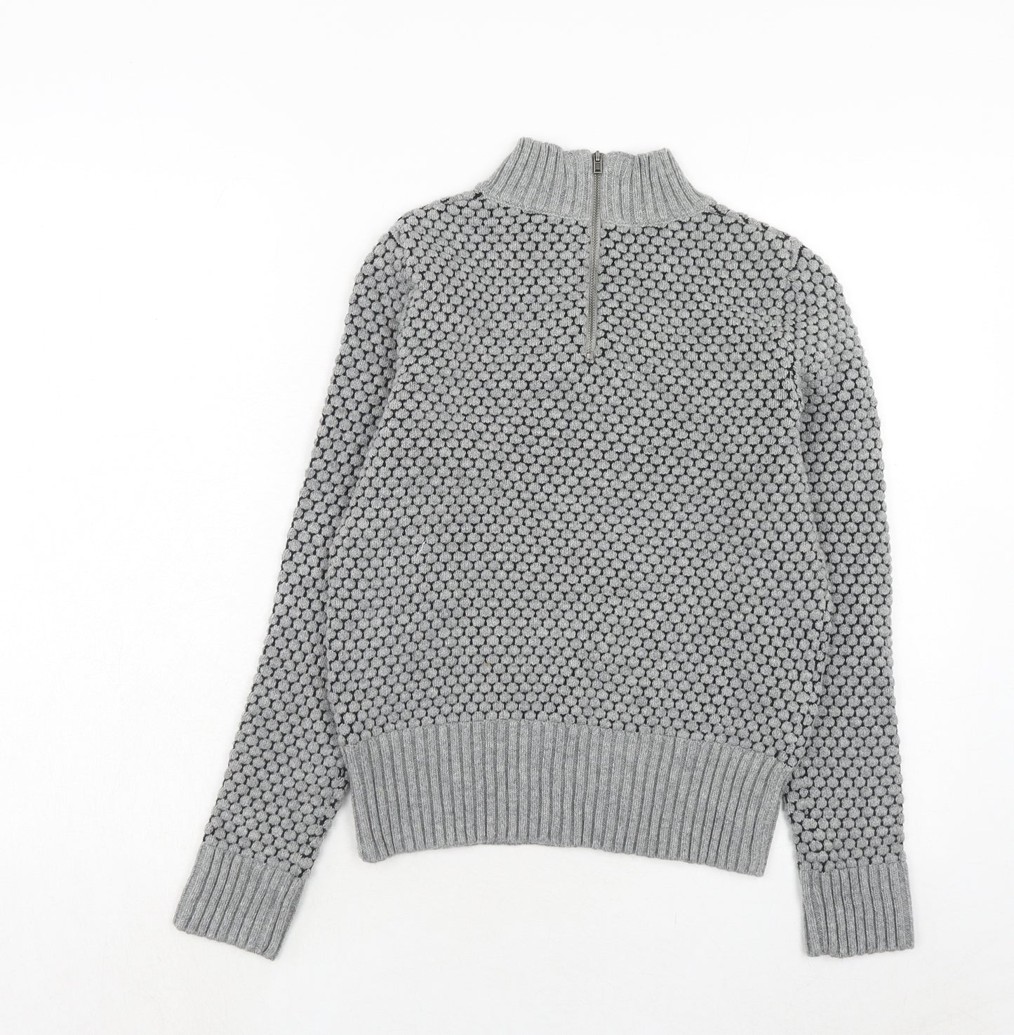 Gap Womens Grey Mock Neck Geometric Cotton Pullover Jumper Size XS