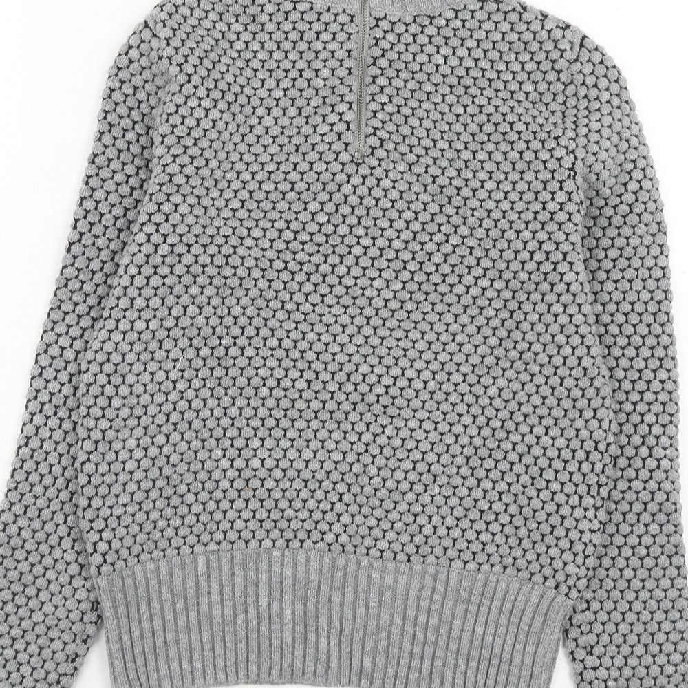 Gap Womens Grey Mock Neck Geometric Cotton Pullover Jumper Size XS