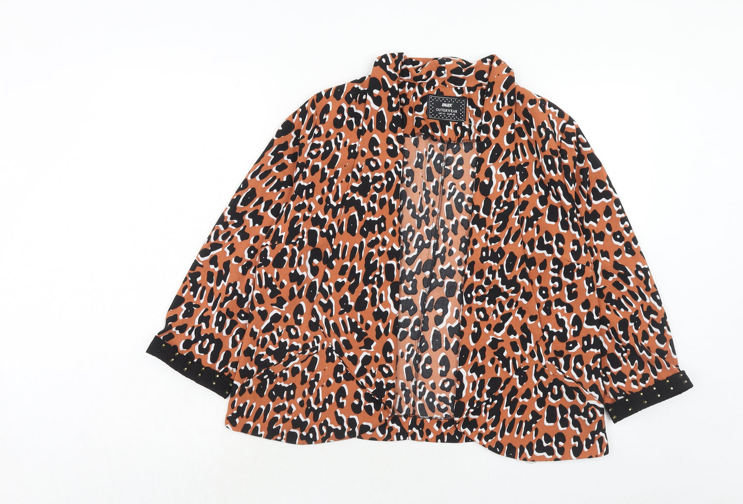 Max Womens Brown Animal Print Jacket Blazer Size 14