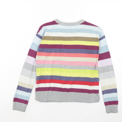 Gap Girls Multicoloured Round Neck Striped Cotton Pullover Jumper Size 12-13 Years Pullover