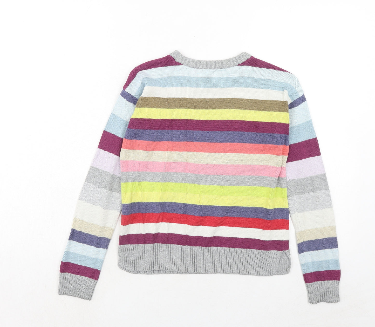 Gap Girls Multicoloured Round Neck Striped Cotton Pullover Jumper Size 12-13 Years Pullover