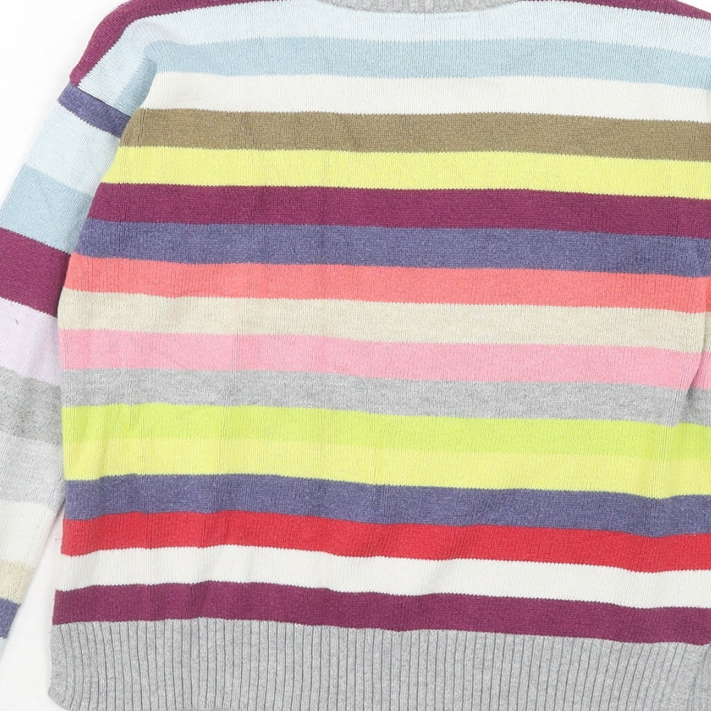 Gap Girls Multicoloured Round Neck Striped Cotton Pullover Jumper Size 12-13 Years Pullover