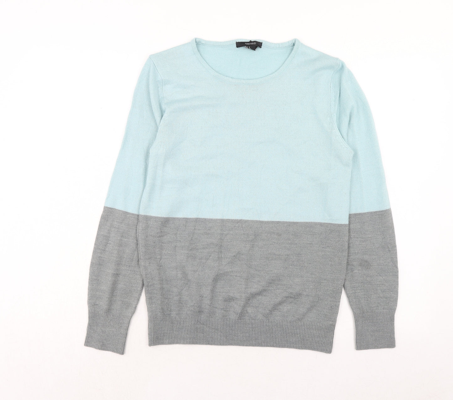FOREVER 21 Womens Blue Round Neck Acrylic Pullover Jumper Size S
