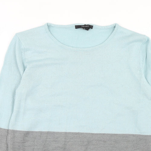 FOREVER 21 Womens Blue Round Neck Acrylic Pullover Jumper Size S