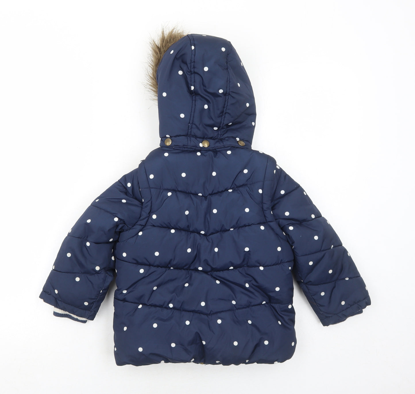 John Lewis Girls Blue Polka Dot Puffer Jacket Jacket Size 5 Years Zip