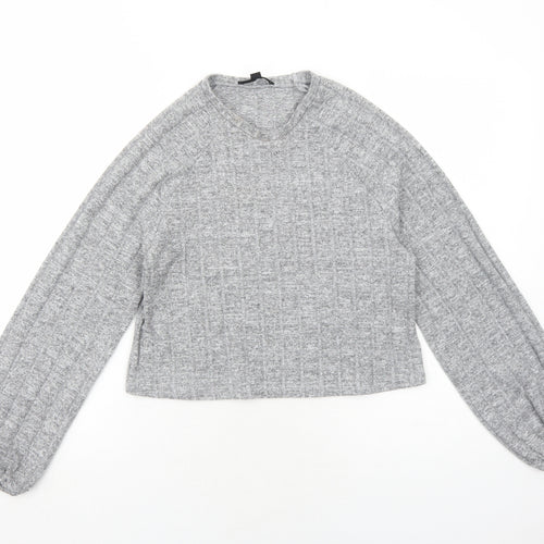 Missguided Womens Grey Round Neck Viscose Pullover Jumper Size 4