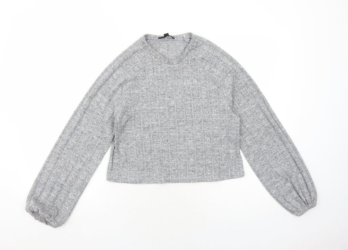 Missguided Womens Grey Round Neck Viscose Pullover Jumper Size 4