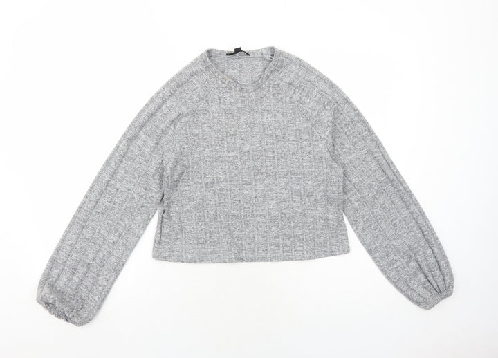 Missguided Womens Grey Round Neck Viscose Pullover Jumper Size 4