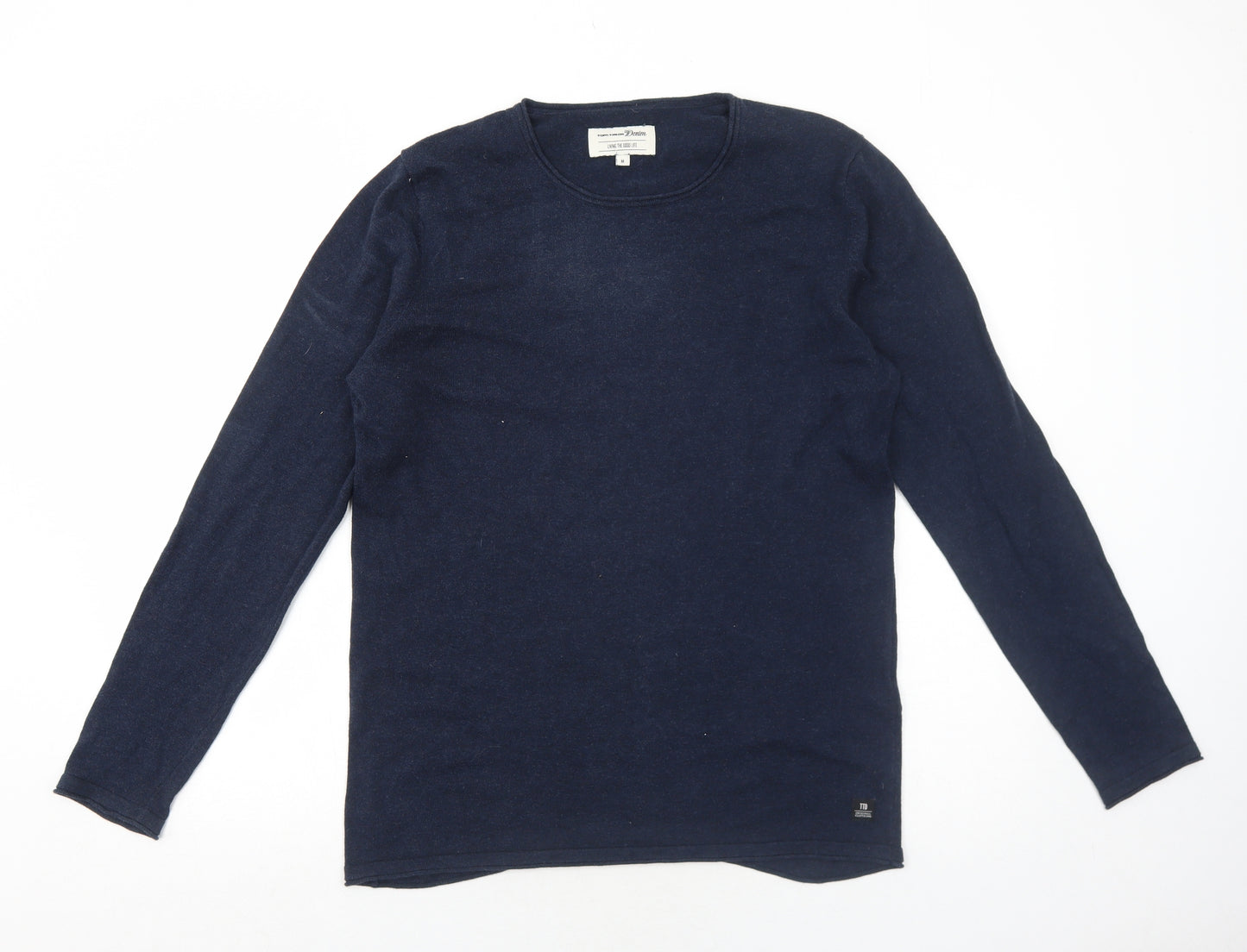Tom Taylor Denim Mens Blue Round Neck Cotton Pullover Jumper Size M Long Sleeve