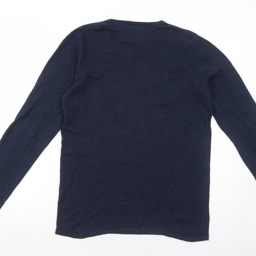 Tom Taylor Denim Mens Blue Round Neck Cotton Pullover Jumper Size M Long Sleeve