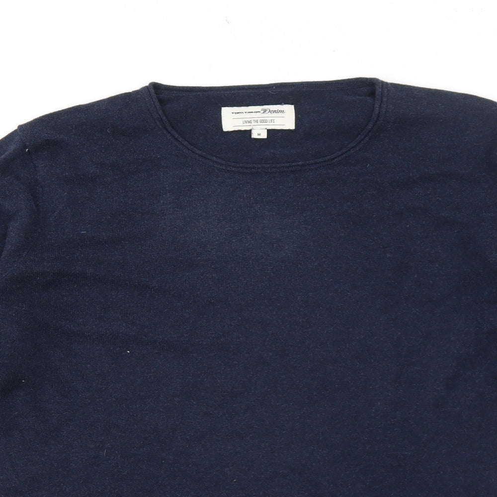 Tom Taylor Denim Mens Blue Round Neck Cotton Pullover Jumper Size M Long Sleeve
