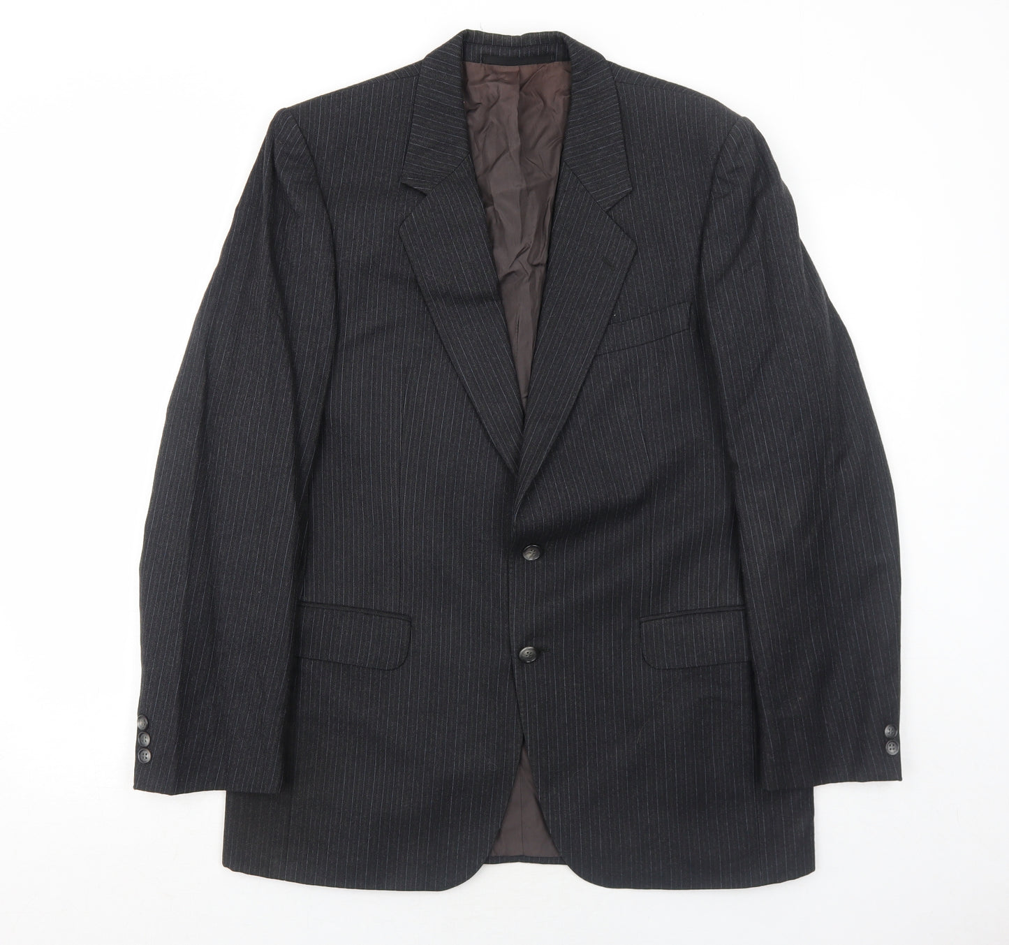 Cunninghams Mens Black Striped Wool Jacket Suit Jacket Size 42 Regular
