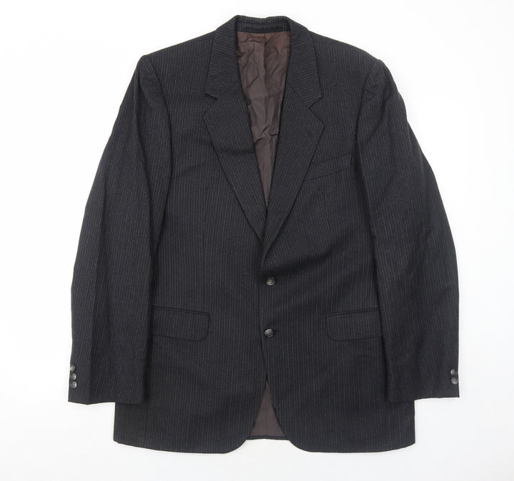 Cunninghams Mens Black Striped Wool Jacket Suit Jacket Size 42 Regular