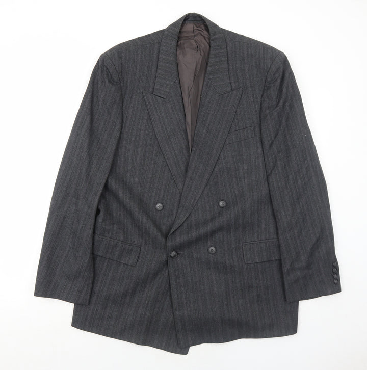 Marks and Spencer Mens Grey Striped Wool Jacket Suit Jacket Size 44 Regular
