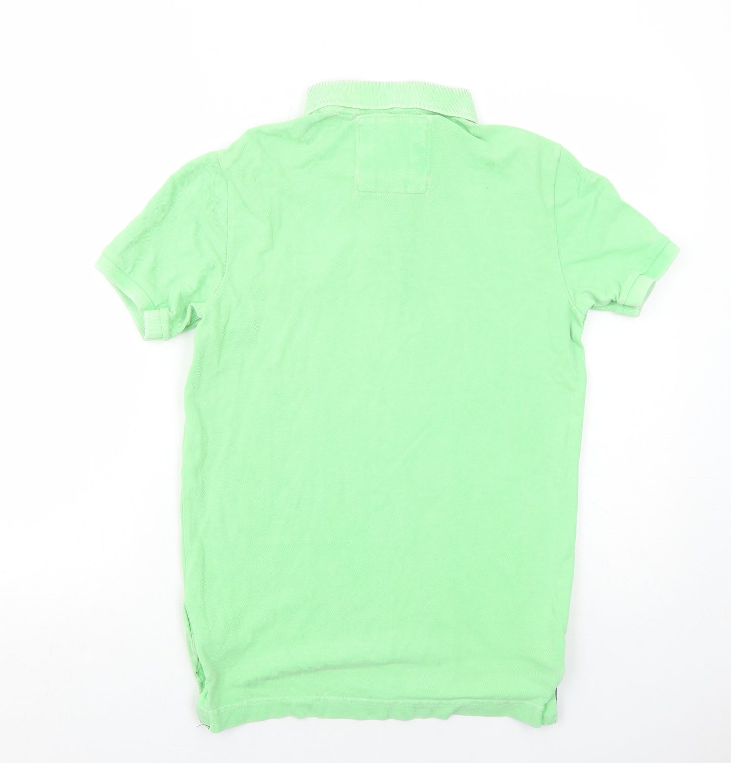Superdry Mens Green Cotton Polo Size S Collared Button