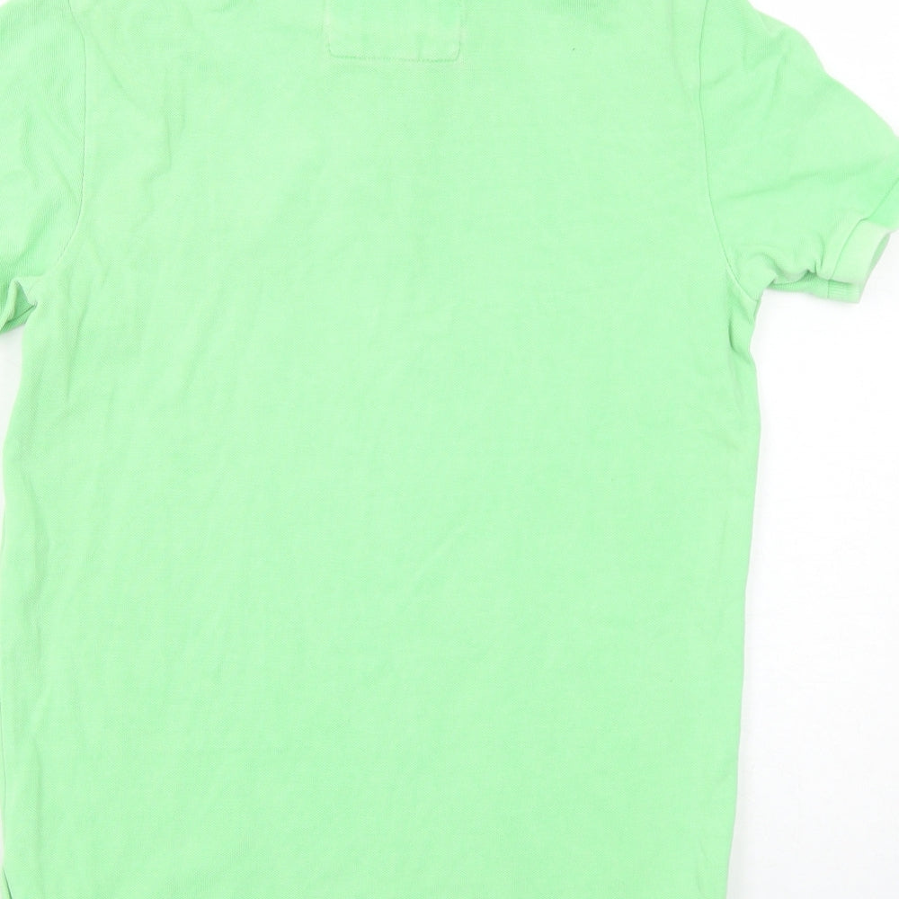 Superdry Mens Green Cotton Polo Size S Collared Button