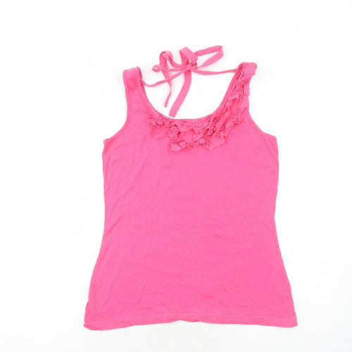 Lakeland Womens Pink Cotton Basic Tank Size 10 Round Neck