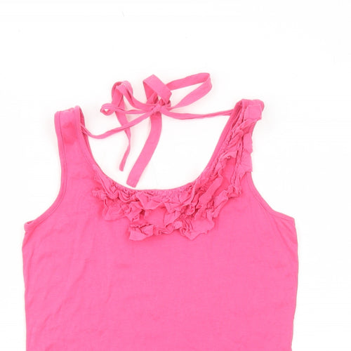 Lakeland Womens Pink Cotton Basic Tank Size 10 Round Neck
