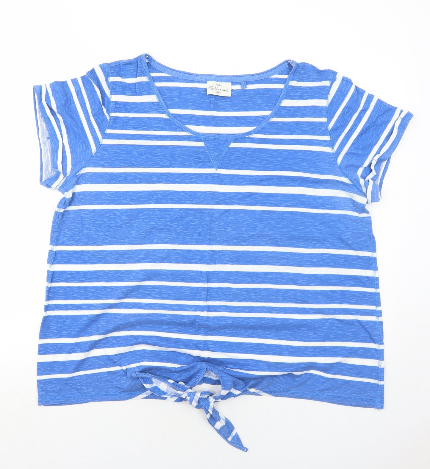 NEXT Womens Blue Striped Cotton Basic T-Shirt Size 20 Round Neck