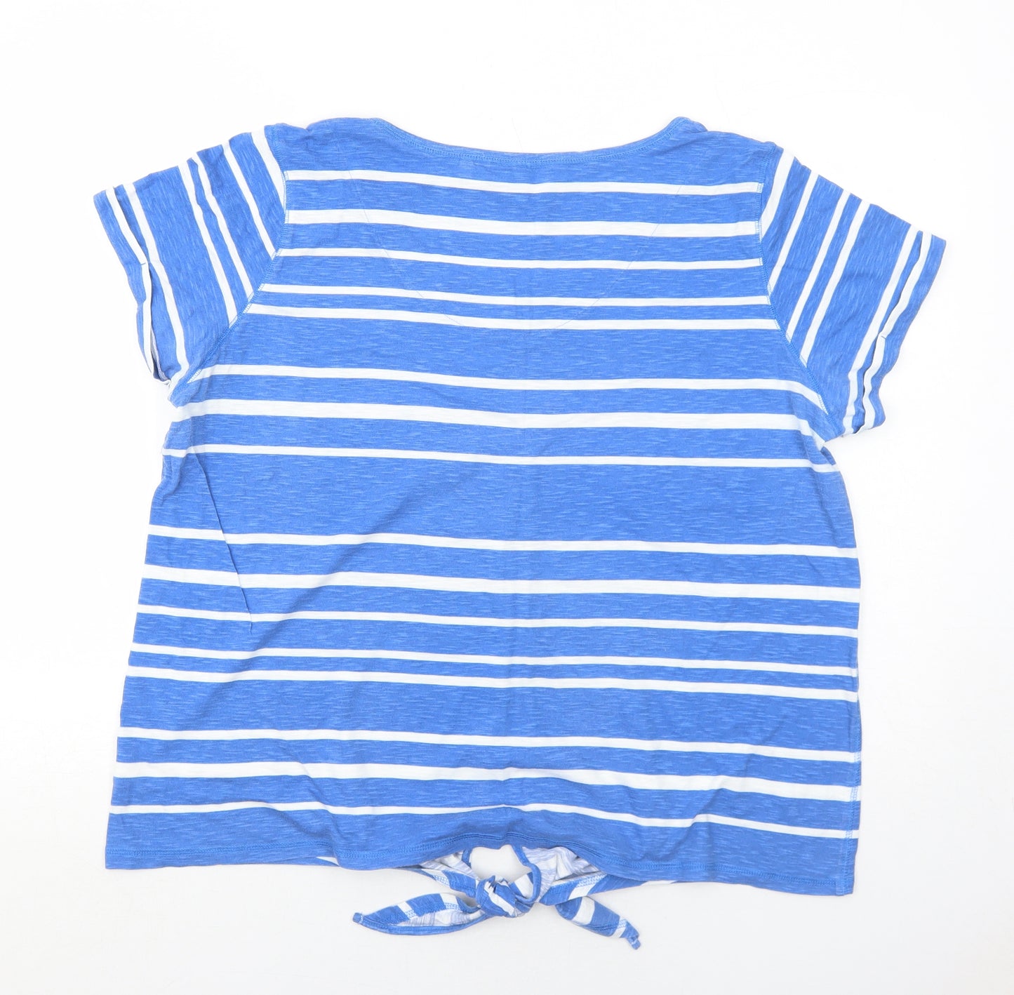 NEXT Womens Blue Striped Cotton Basic T-Shirt Size 20 Round Neck