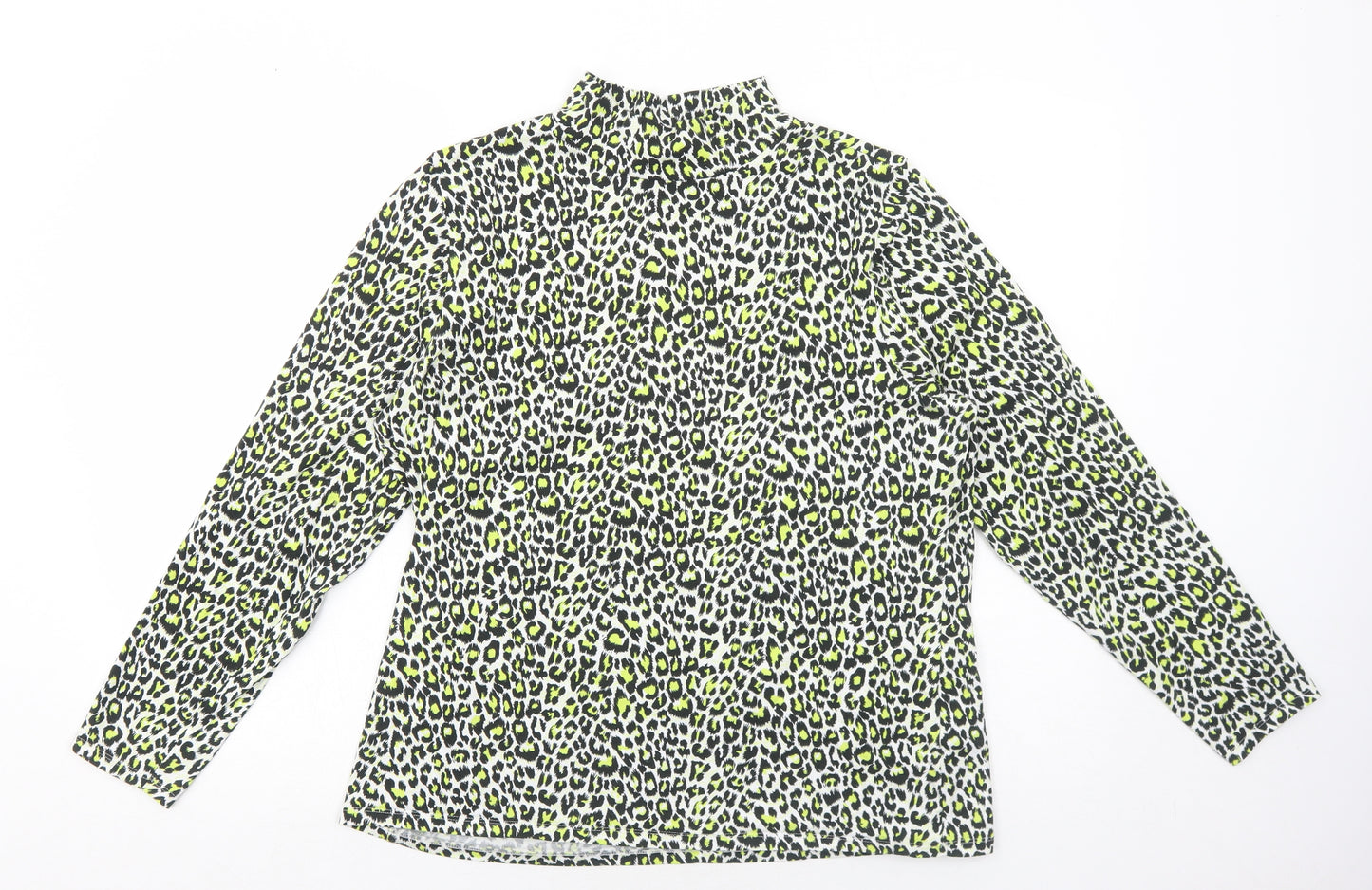 Marks and Spencer Womens Yellow Animal Print Cotton Basic T-Shirt Size 18 Mock Neck - Leopard Pattern