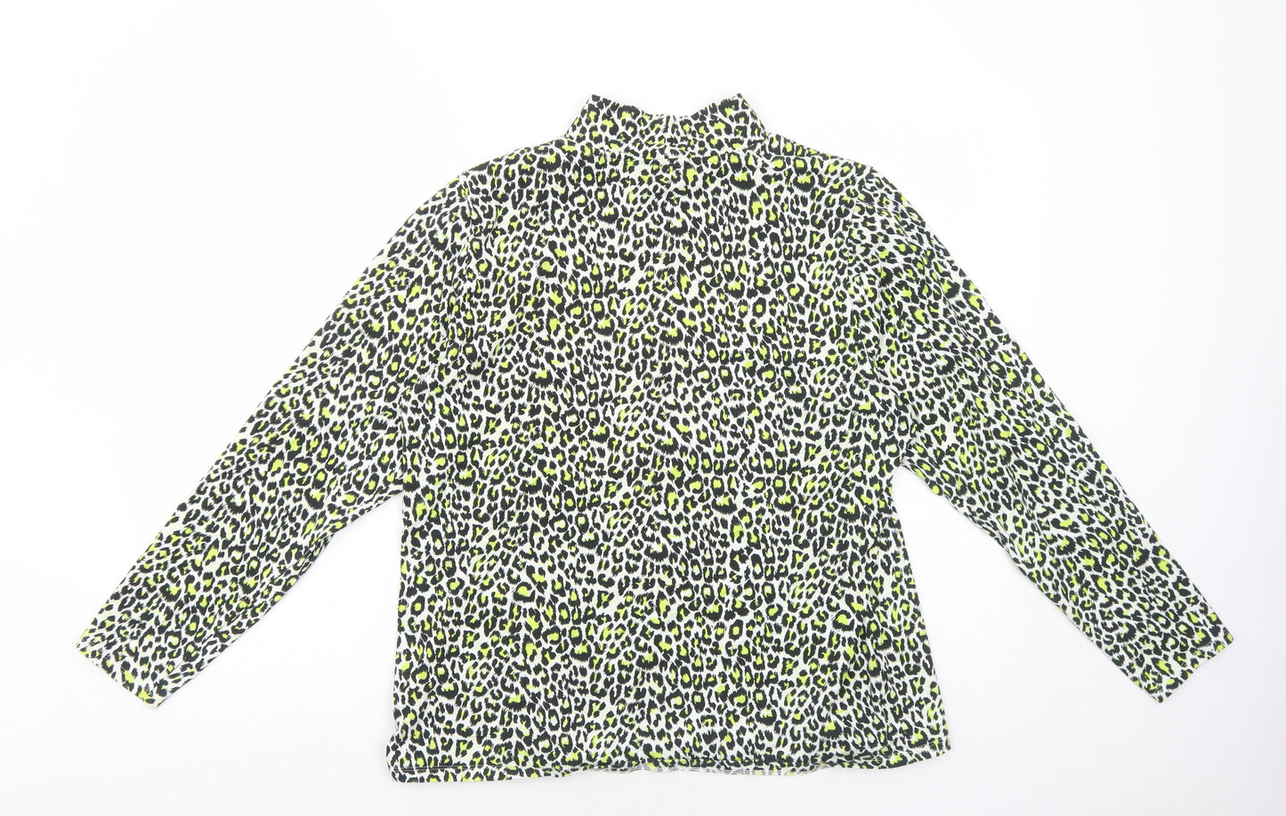 Marks and Spencer Womens Yellow Animal Print Cotton Basic T-Shirt Size 18 Mock Neck - Leopard Pattern